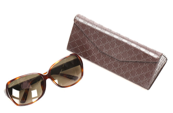 グッチ ブラウン プラスチック レザー サングラス ユニセックス GUCCI 中古