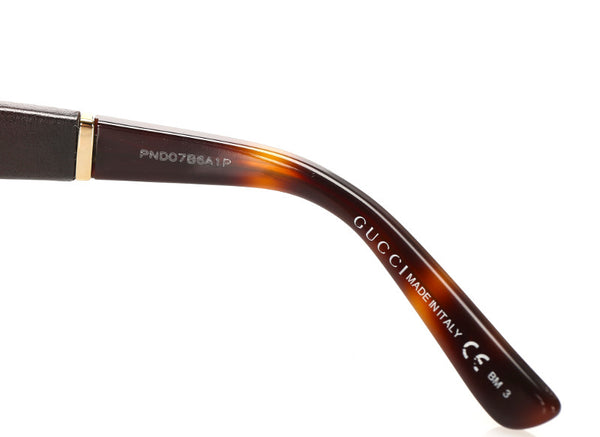 グッチ ブラウン プラスチック レザー サングラス ユニセックス GUCCI 中古