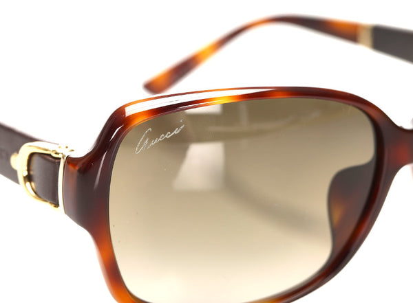 グッチ ブラウン プラスチック レザー サングラス ユニセックス GUCCI 中古