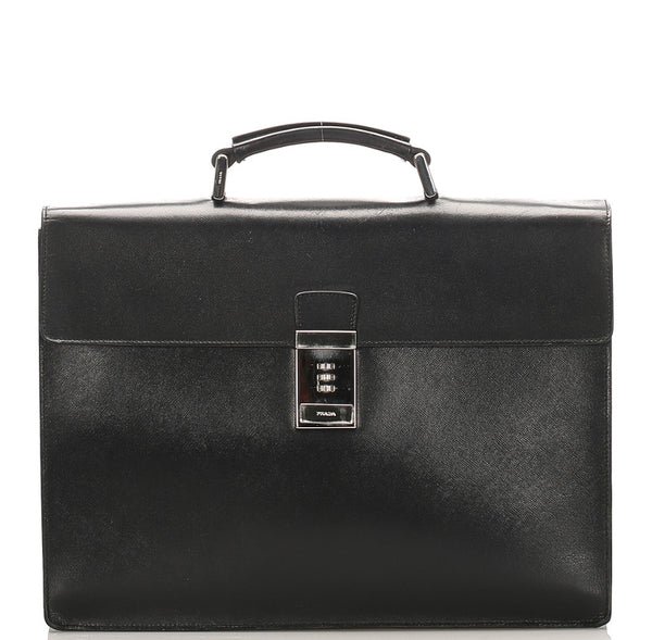 プラダ ブラック レザー ビジネスバッグ メンズ PRADA 中古