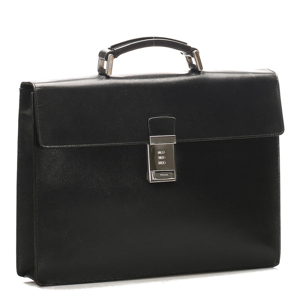 プラダ ブラック レザー ビジネスバッグ メンズ PRADA 中古