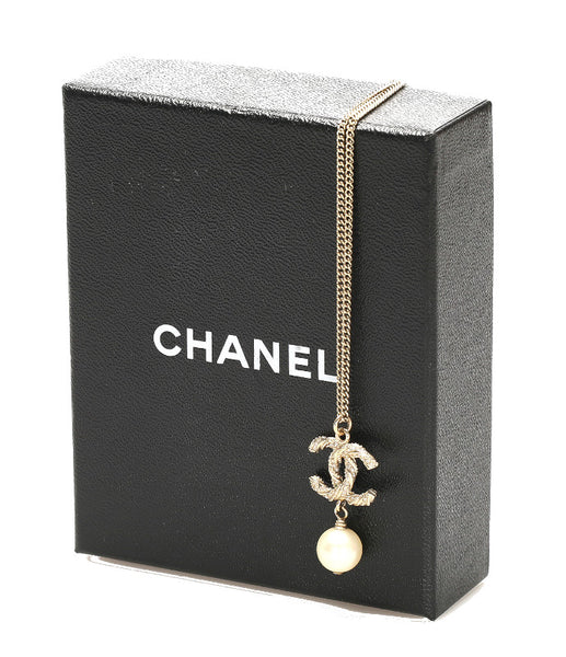 シャネル ゴールド メッキ ココマーク パール ネックレス レディース CHANEL 中古