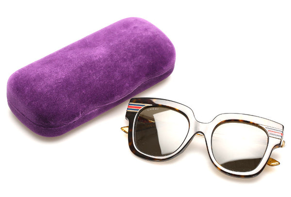 グッチ シェリーライン ブラウン プラスチック サングラス ユニセックス GUCCI 中古