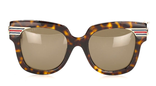グッチ シェリーライン ブラウン プラスチック サングラス ユニセックス GUCCI 中古