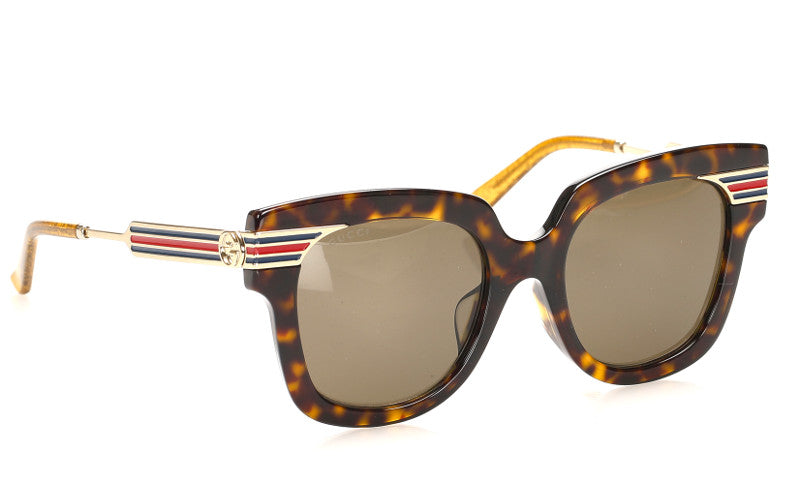 グッチ シェリーライン ブラウン プラスチック サングラス ユニセックス GUCCI 中古