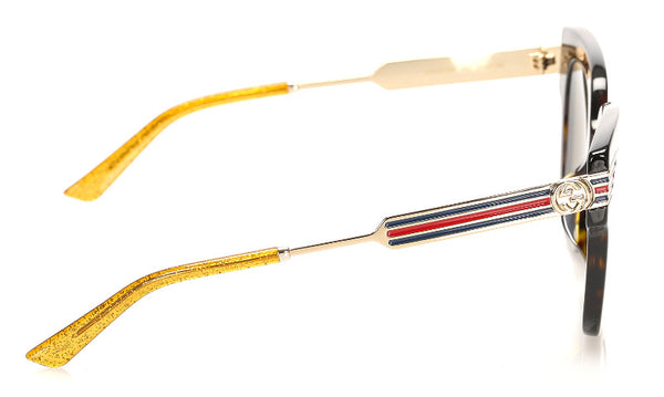 グッチ シェリーライン ブラウン プラスチック サングラス ユニセックス GUCCI 中古