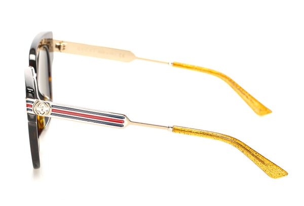 グッチ シェリーライン ブラウン プラスチック サングラス ユニセックス GUCCI 中古