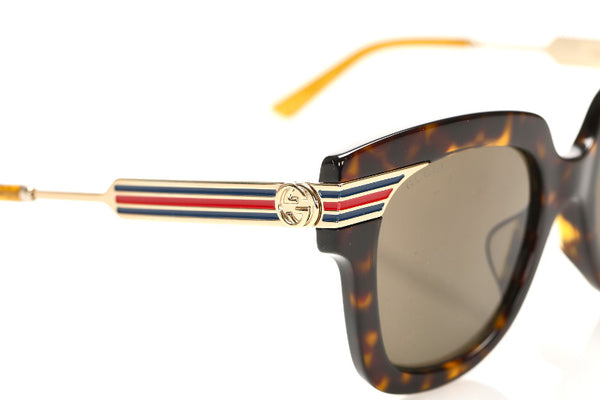 グッチ シェリーライン ブラウン プラスチック サングラス ユニセックス GUCCI 中古