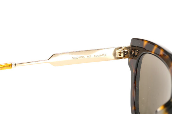 グッチ シェリーライン ブラウン プラスチック サングラス ユニセックス GUCCI 中古