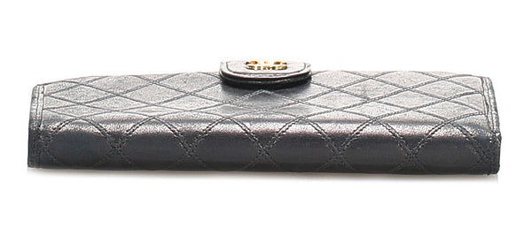 シャネル ココマーク ブラック レザー 長財布 レディース CHANEL 中古