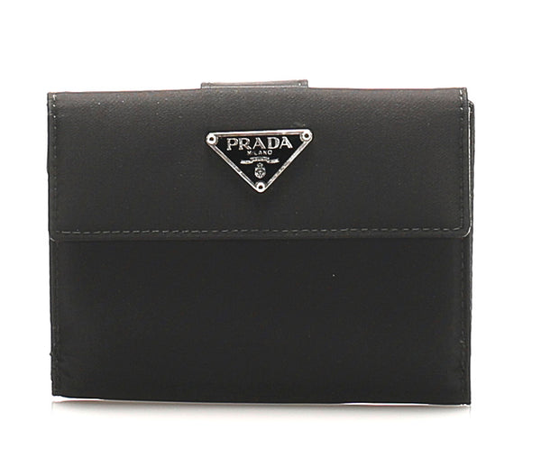 プラダ M523 ブラック ナイロン 二つ折り財布 ユニセックス PRADA 中古