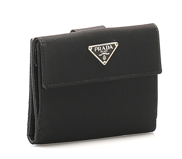 プラダ M523 ブラック ナイロン 二つ折り財布 ユニセックス PRADA 中古