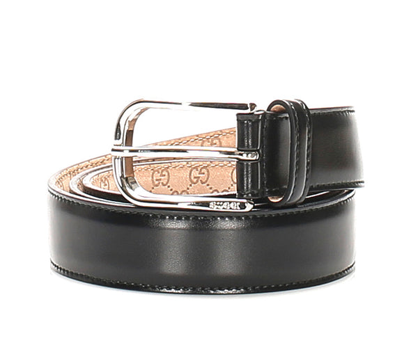 グッチ GG ブラック レザー ベルト ユニセックス GUCCI 中古