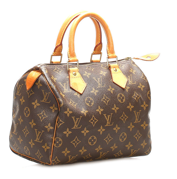 ルイ ヴィトン モノグラム スピーディ25 M41528 ブラウン PVC レザー ボストンバッグ レディース LOUIS VUITTON 中古