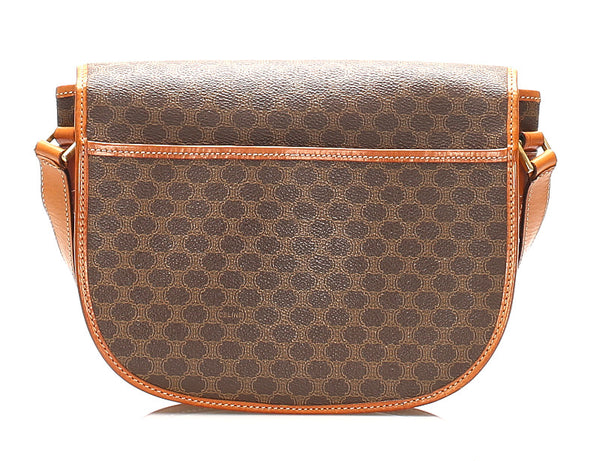 セリーヌ マカダム ブラウン PVC レザー 斜め掛け ショルダーバッグ レディース CELINE 中古