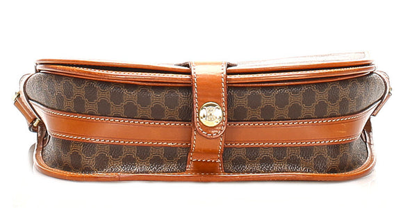 セリーヌ マカダム ブラウン PVC レザー 斜め掛け ショルダーバッグ レディース CELINE 中古