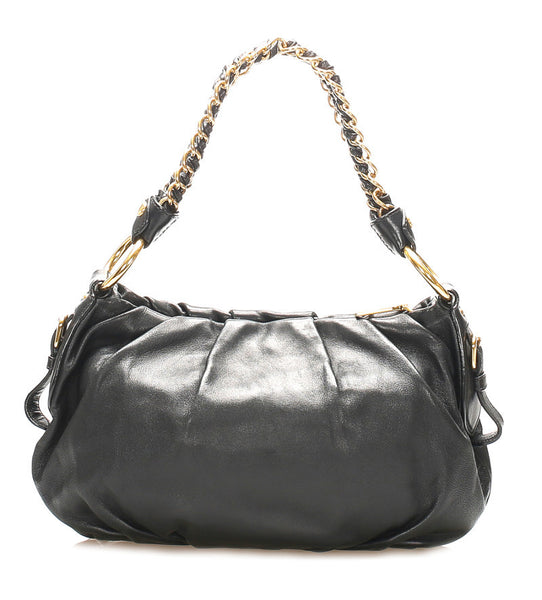 プラダ チェーン ブラック レザー ショルダーバッグ レディース PRADA 中古