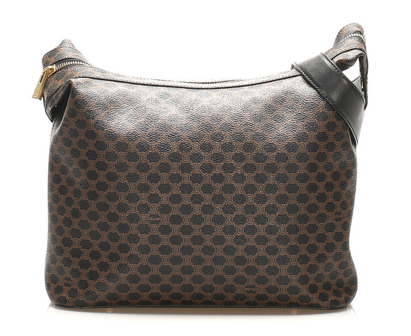セリーヌ マカダム ブラウン PVC レザー 肩掛け ショルダーバッグ レディース CELINE 中古