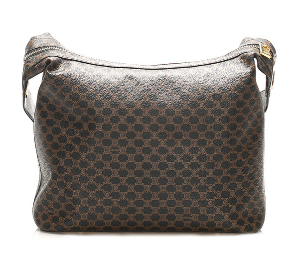 セリーヌ マカダム ブラウン PVC レザー 肩掛け ショルダーバッグ レディース CELINE 中古