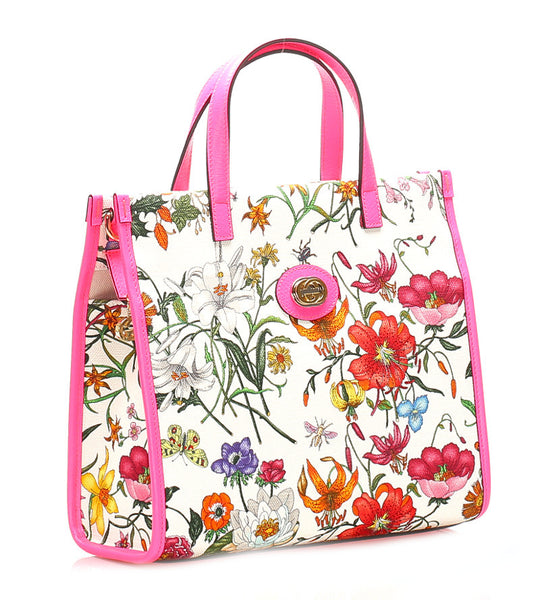 グッチ フローラ ネオン 550141 ピンク マルチ キャンバス レザー ハンドバッグ ショルダーバッグ 2WAY レディース GUCCI 中古
