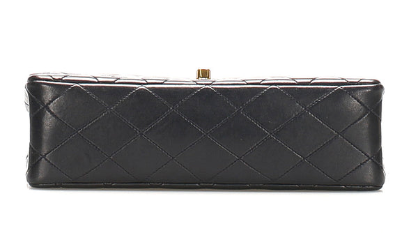シャネル マトラッセ ダブルフラップ ブラック ラムスキン チェーン ショルダーバッグ レディース CHANEL 中古