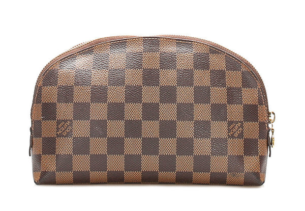 ルイ ヴィトン ダミエ コスメティックGM N23345 ブラウン PVC レザー ポーチ レディース LOUIS VUITTON 中古