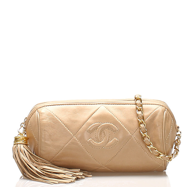 シャネル ココマーク ベージュ ラムスキン 肩掛け ショルダーバッグ レディース CHANEL 中古