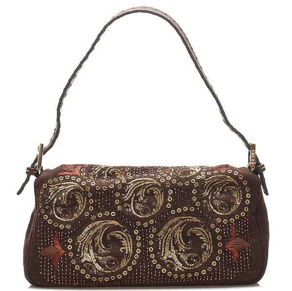 フェンディ セレリア マンマ ブラウン ウール ショルダーバッグ レディース FENDI 中古
