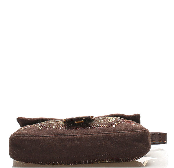 フェンディ セレリア マンマ ブラウン ウール ショルダーバッグ レディース FENDI 中古