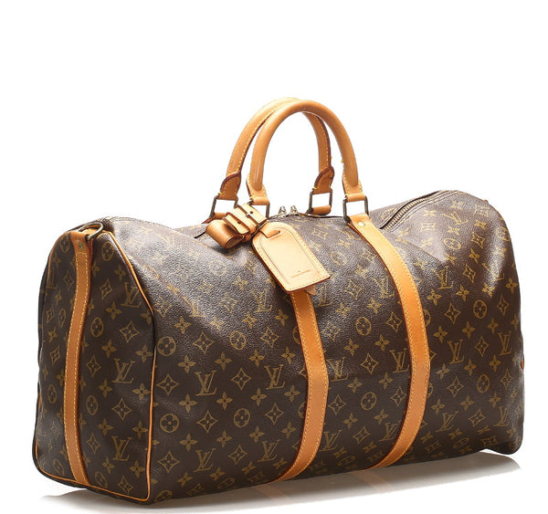 ルイ ヴィトン モノグラム キーポル50 バンドリエール M41416 ブラウン PVC レザー ボストンバッグ ユニセックス LOUIS VUITTON 中古