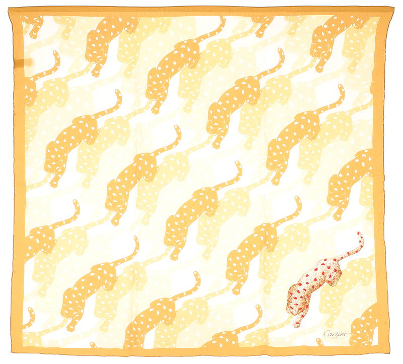 カルティエ ベージュ シルク スカーフ  CARTIER 中古