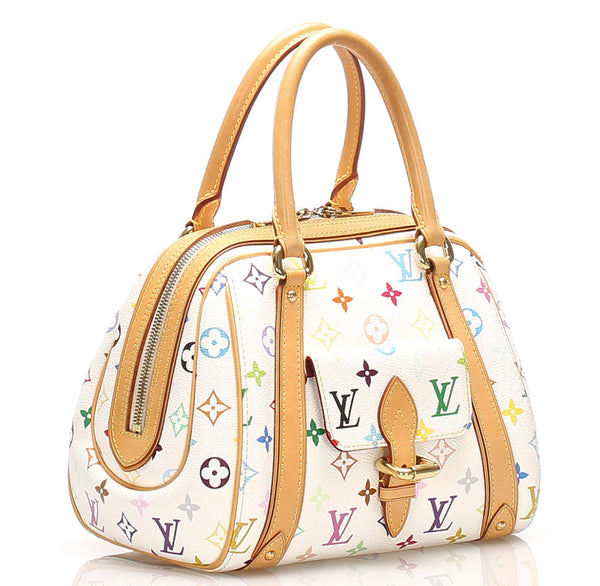 ルイ ヴィトン マルチカラー プリシラ M40096 ホワイト PVC レザー ハンドバッグ レディース LOUIS VUITTON 中古