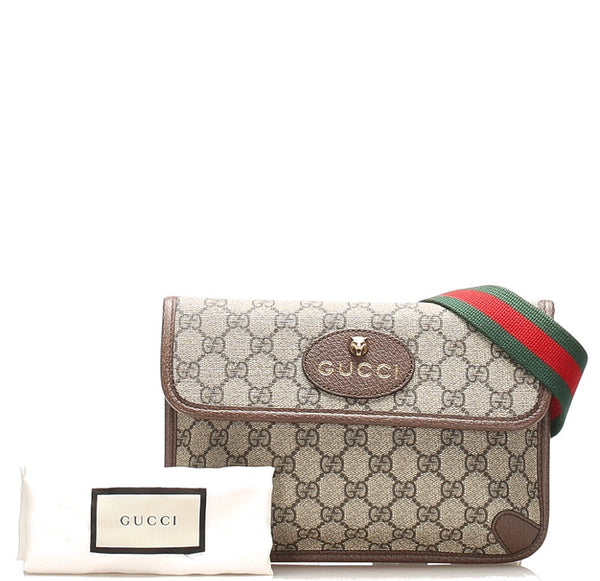 グッチ GGスプリーム シェリーライン 493930 ベージュ PVC レザー ウエストバッグ ユニセックス GUCCI 中古