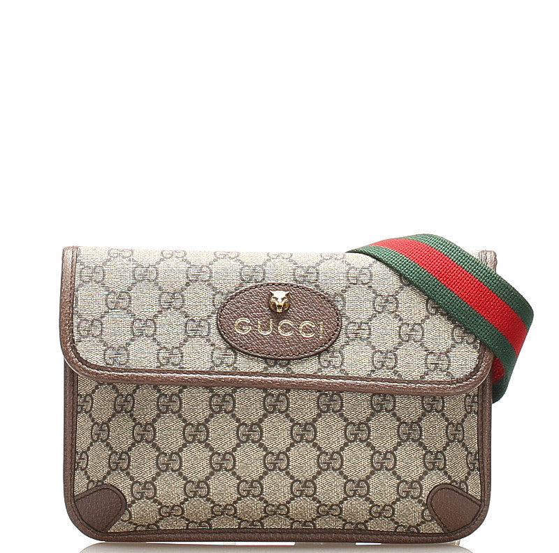 グッチ GGスプリーム シェリーライン 493930 ベージュ PVC レザー ウエストバッグ ユニセックス GUCCI 中古