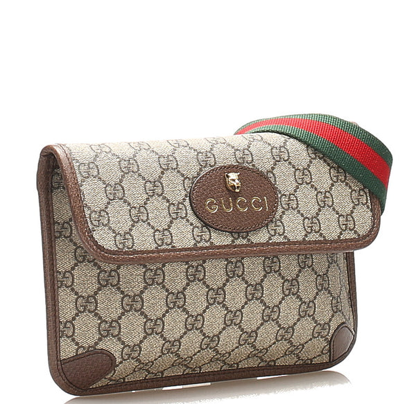 グッチ GGスプリーム シェリーライン 493930 ベージュ PVC レザー ウエストバッグ ユニセックス GUCCI 中古