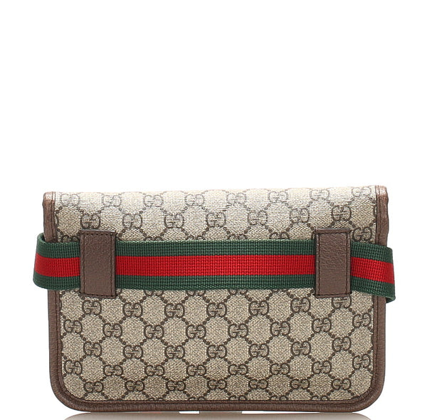 グッチ GGスプリーム シェリーライン 493930 ベージュ PVC レザー ウエストバッグ ユニセックス GUCCI 中古