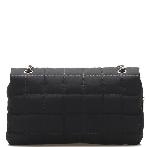 シャネル チョコバー ココマーク ブラック ナイロン チェーン ショルダーバッグ レディース CHANEL 中古