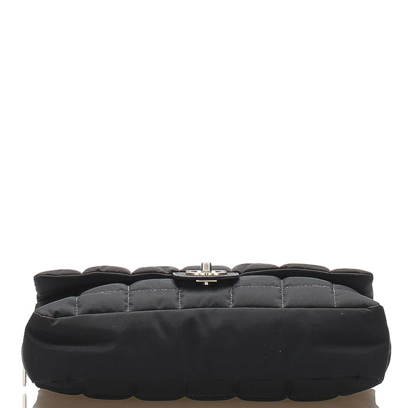 シャネル チョコバー ココマーク ブラック ナイロン チェーン ショルダーバッグ レディース CHANEL 中古