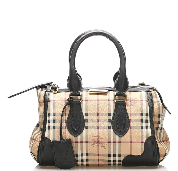 バーバリー ノバチェック ベージュ PVC レザー ボストンバッグ ショルダーバッグ 2WAY レディース BURBERRY 中古