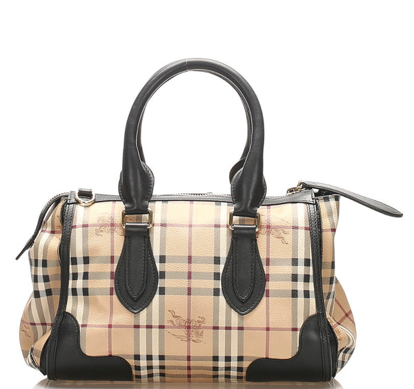 バーバリー ノバチェック ベージュ PVC レザー ボストンバッグ ショルダーバッグ 2WAY レディース BURBERRY 中古