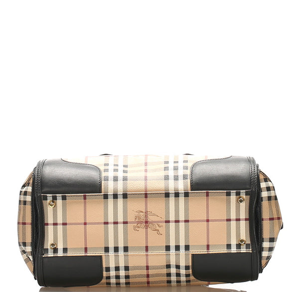 バーバリー ノバチェック ベージュ PVC レザー ボストンバッグ ショルダーバッグ 2WAY レディース BURBERRY 中古