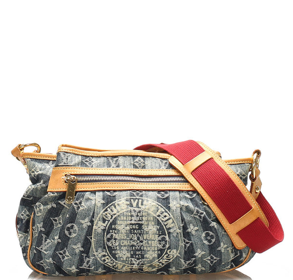 ルイ ヴィトン モノグラム デニム ポルテ エポル レイエMM M95334 ブルー デニム 肩掛け ショルダーバッグ レディース LOUIS VUITTON 中古