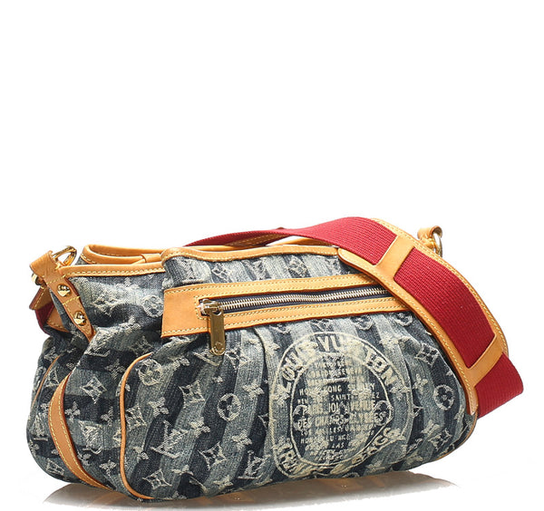 ルイ ヴィトン モノグラム デニム ポルテ エポル レイエMM M95334 ブルー デニム 肩掛け ショルダーバッグ レディース LOUIS VUITTON 中古