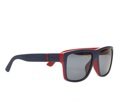 グッチ シェリーライン ネイビー レッド プラスチック ゴム サングラス ユニセックス GUCCI 中古