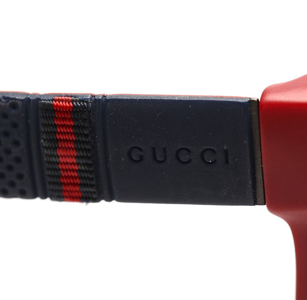 グッチ シェリーライン ネイビー レッド プラスチック ゴム サングラス ユニセックス GUCCI 中古