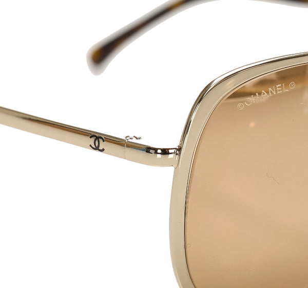 シャネル ゴールド ブラウン プラスチック メッキ サングラス ユニセックス CHANEL 中古