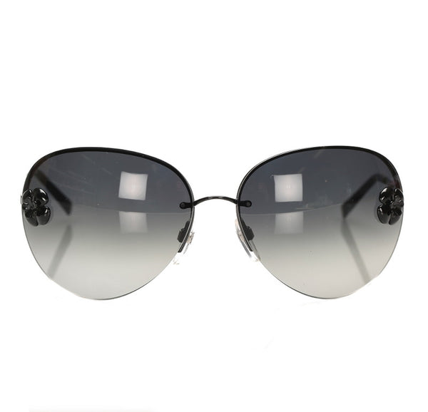 シャネル カメリア ブラック プラスチック サングラス レディース CHANEL 中古