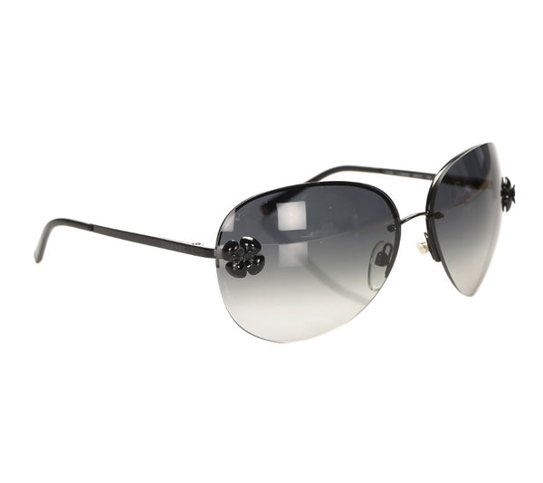 シャネル カメリア ブラック プラスチック サングラス レディース CHANEL 中古