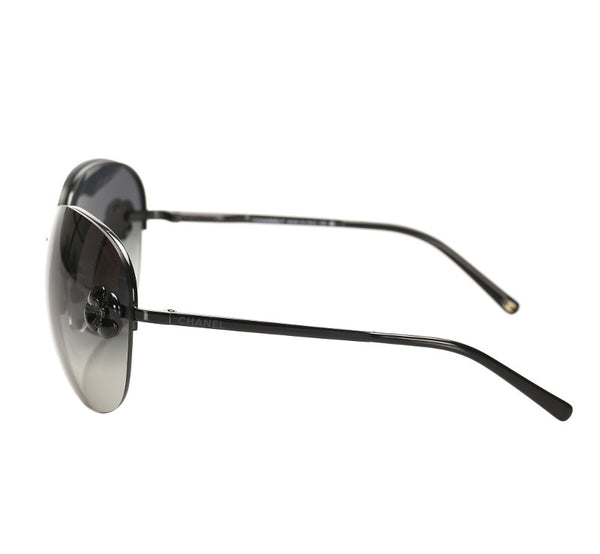 シャネル カメリア ブラック プラスチック サングラス レディース CHANEL 中古