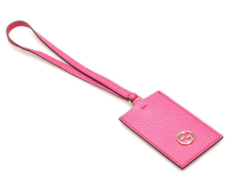 グッチ ピンク レザー ミスGG ネームタグ レディース GUCCI 【中古】